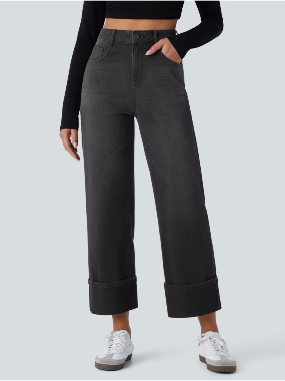 HALARA Wide Leg High-Rise Jeans in Black